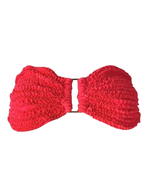 PilyQ ✽ PQ Swim ✽ Flirty Ruffled Bandeau Bikini Top ✽ Hot Fuchsia Pink ✽ Large - Image 3