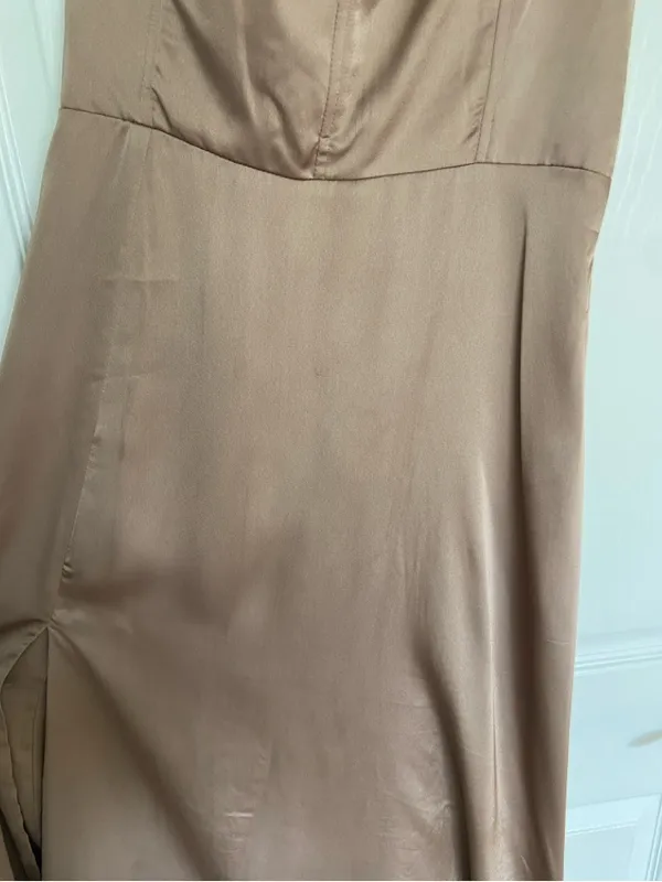 Show Me Your MuMu Taupe Satin Maxi Dress with Ruffle Hem - Image 13
