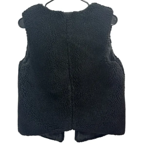 Madewell Black Faux Shearling Sherpa Vest Small Apres Ski Boho Cozycore Hygge‎ - Image 2