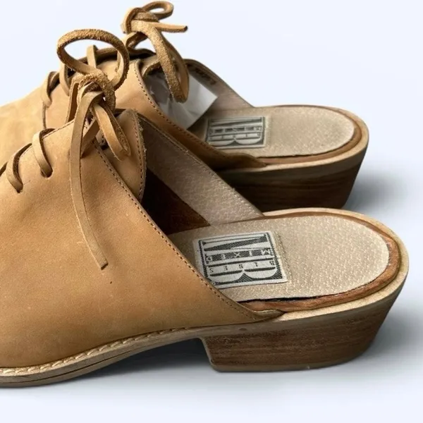 Vintage 90s Mixed Blues Charlene Tan Leather Lace-Up Mule Clogs Women’s Size 7.5 - Image 12