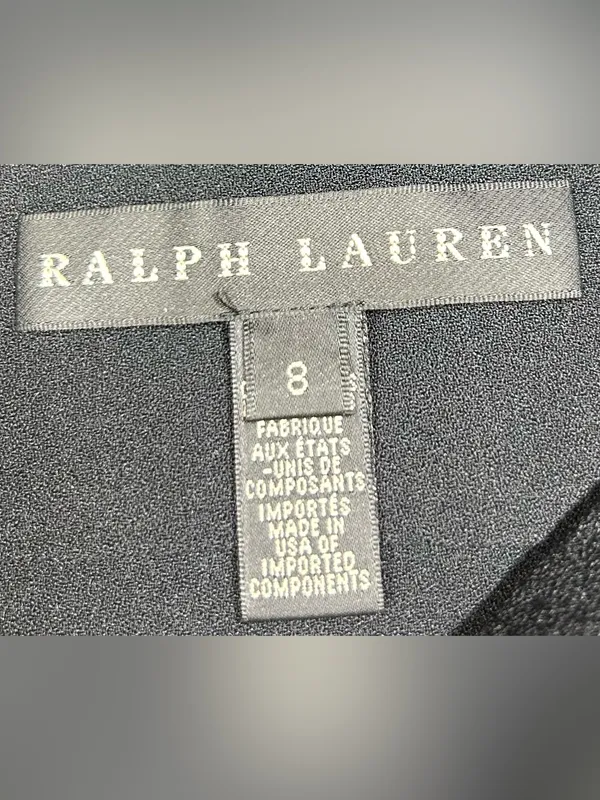 Ralph Lauren Black Label Size 8 Gold Beaded Black Long Sleeve Top - Image 2