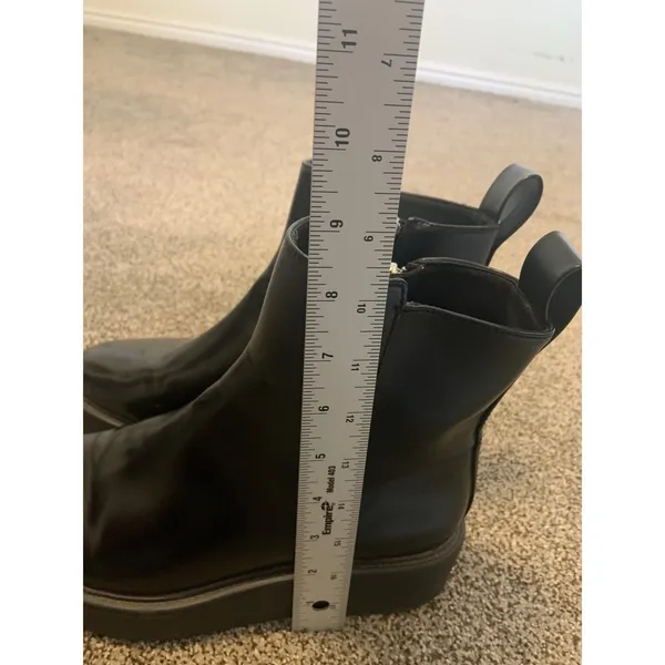 H&M Platform Ankle Boots Womens 8 Black Excellent Side Zip Lug Sole 1090478 - Image 9