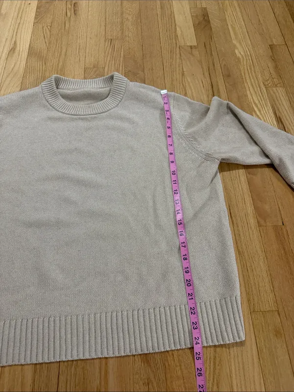 Jenni Kayne Tan Cotton Cashmere Crewneck Sweater Sz L - Image 4