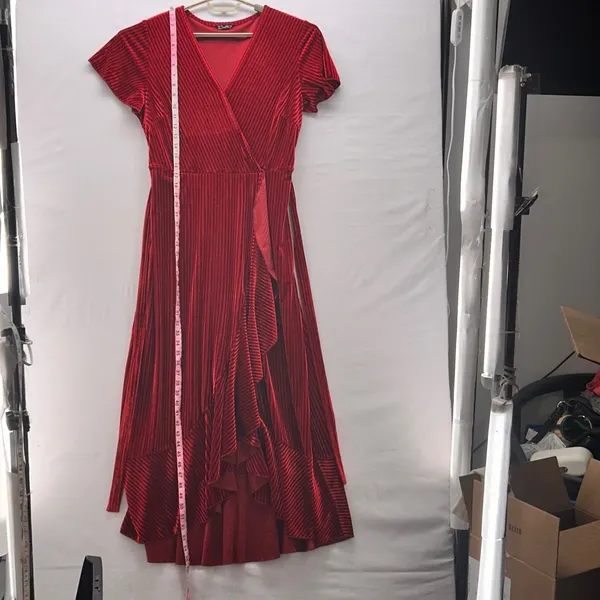 Velvet Wrap‎ Dress Red Large - Image 11