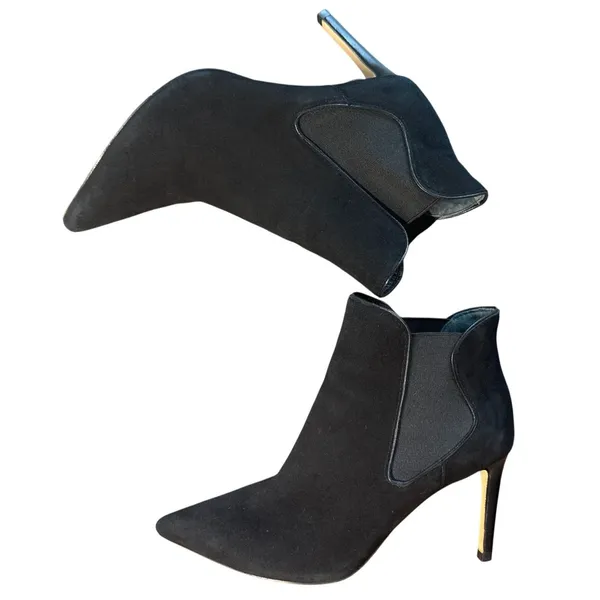Tory Burch Black Suede Pointed Toe Chelsea Stiletto Ankle Booties 7.5 - Image 7