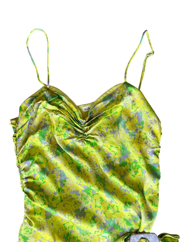 For Love And Lemons FL&L Women’s Dubois Green Floral Asymmetrical Mini Dress - Image 3