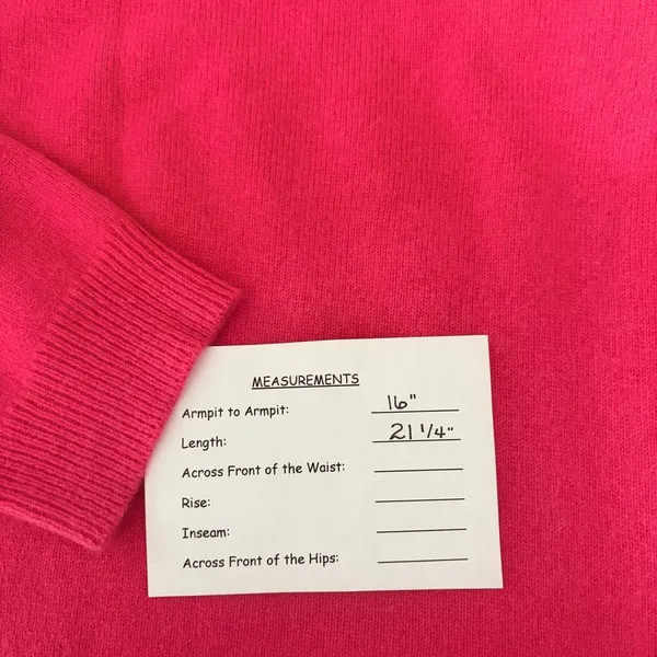 GARNET HILL Cashmere Sweater Scoop Neck Solid Pink Bright Pullover X-Small - Image 12