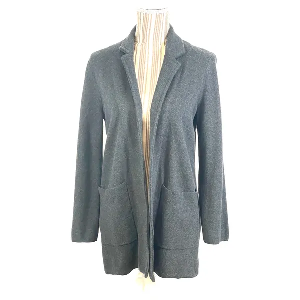 J CREW Gray Sophie Open Front Knit Jacket With Pockets Size Medium - Image 4