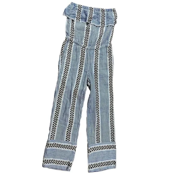 Lemlem Kesiti Strapless Jumpsuit blue‎ print ruffle top sz small - Image 2
