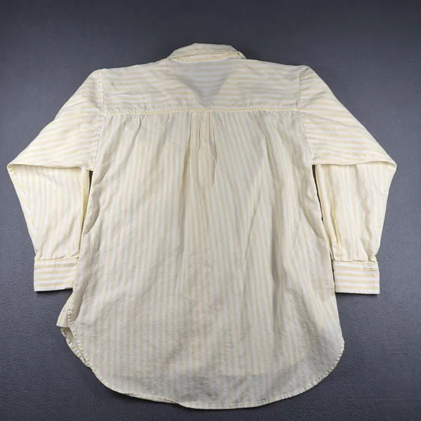 LOFT Shirt Womens Small Yellow White Striped Button Front Long Sleeve Cotton Top - Image 9