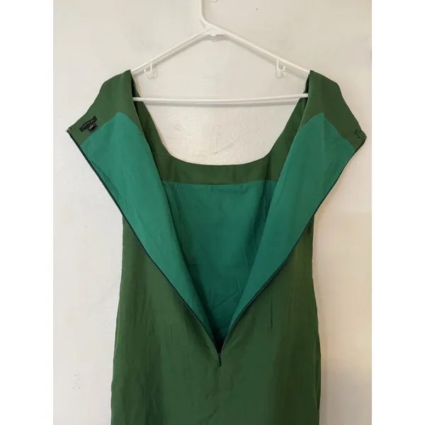 Ann Taylor Green Square Neck Linen Blend Midi Dress Size 2 - Image 3