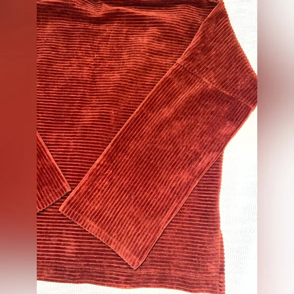 Madewell Texture & Thread Rust Corduroy‎ Mock Neck Top Size S - Image 7