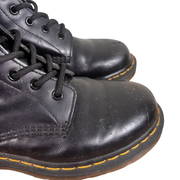 Dr. Martens 1460 Smooth Leather 8-Eye Combat Boots Black Yellow Stitching Sz 8 - Image 3