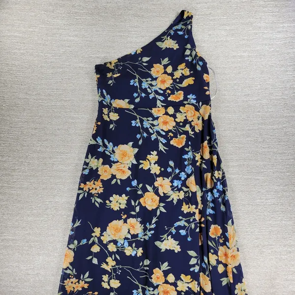 Lulus Elegant Admiration Maxi One Shoulder Dress XL Navy Floral Wedding Guest - Image 15