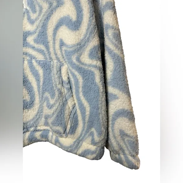 SO Sherpa Fleece Half‎ Zip Pullover Womens XL Blue White Swirl Cozy - Image 4