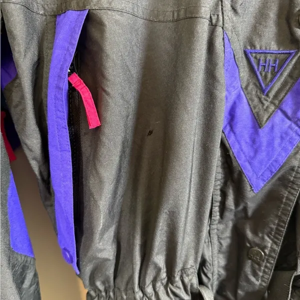 Helly Hansen Vintage Transitional Ski Suit Snowboard Black Purple Large - Image 6