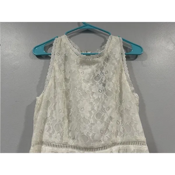 Lulus Properly Chic White Sleeveless Lace Tiered Mini Dress Large L - Image 2