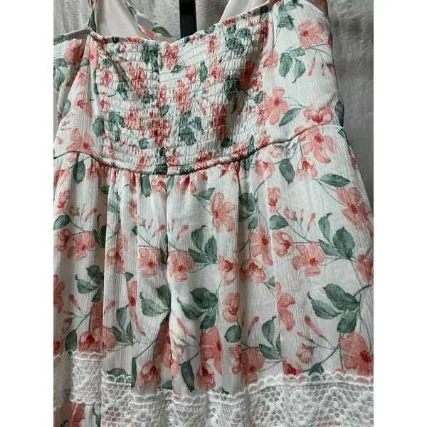 Altar'd State Alyseia Floral Maxi Dress Large Pink Green Lace Trim NWT - Image 4