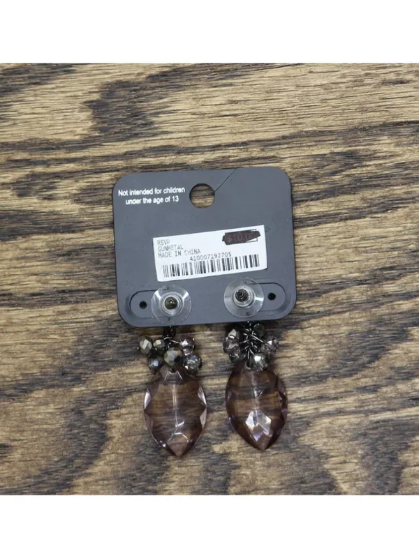NWT Charming Charlie by RSVP Drop Earrings Gunmetal Black / Purple 1.75" - Image 4