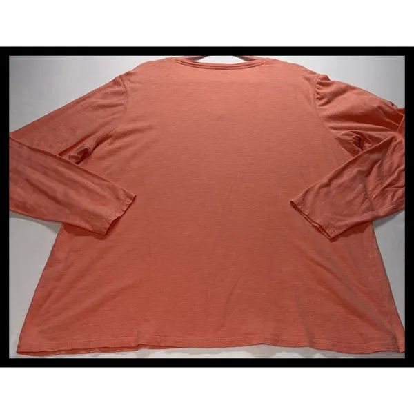 Carhartt Long Sleeve V-Neck Graphic‎ T-Shirt Women XXL Coral Studded Logo Casual - Image 7