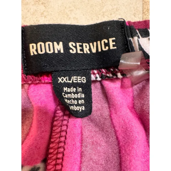 Room Service Pink Zebra Striped Pajama Set Long Sleeve Button Down XXL ZRS97677 - Image 5