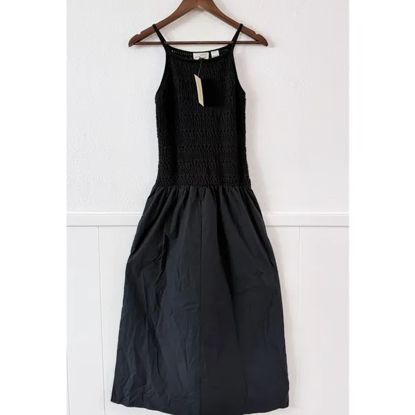 Universal Thread Black Crochet Knit Midi Dress Sleeveless Boho Coastal NWT XS - Image 3
