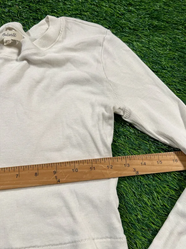 Madewell Ribbed Long Sleeve Cropped Knit Top size xs Womens - Image 6