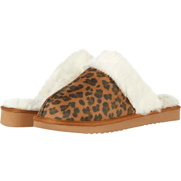 Volatile Microsuede with Faux Shearling Slipper Leopard Fluff 9 Brown - Image 4