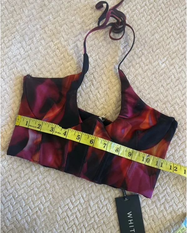 White Fox Boutique Pink Flame Print Bustier Top - Image 5