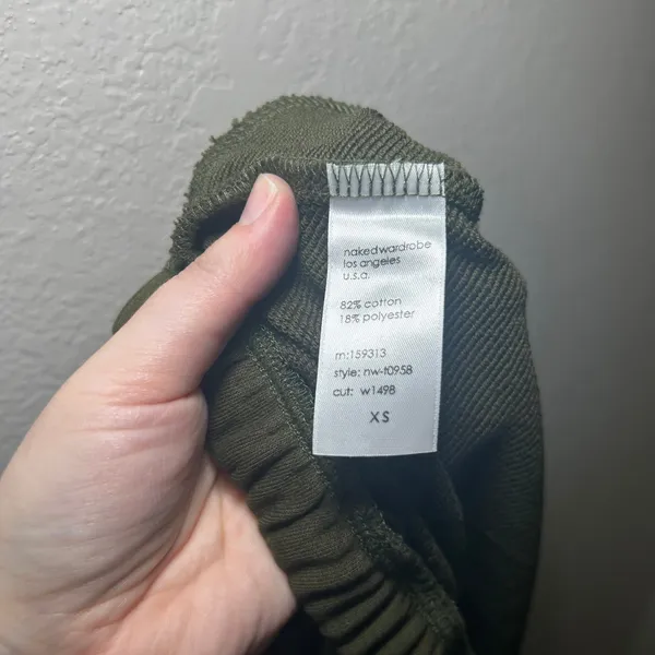 Naked Wardrobe Olive Green High Waisted Straight Leg Sweatpants XS lounge comfy - Image 6
