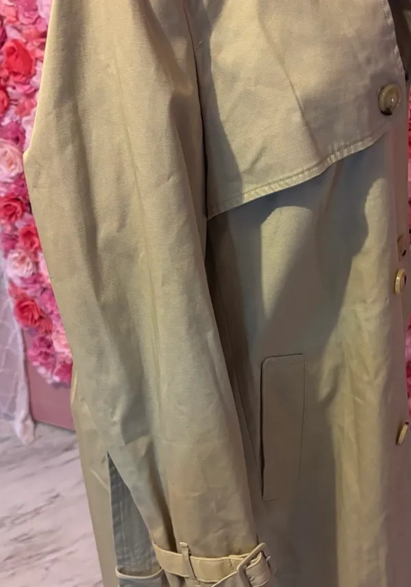 Mango Double-Breasted Beige Knee-length Trench Coat(2XL) - Image 5
