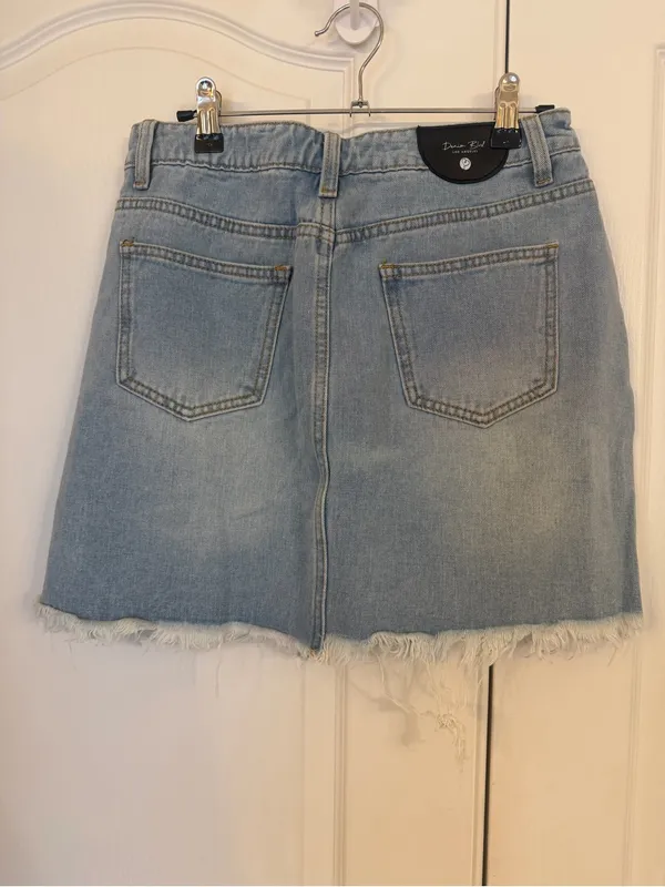 Denim Blvd Denim Distressed Mini Skirt - Light Blue NWT - Image 6