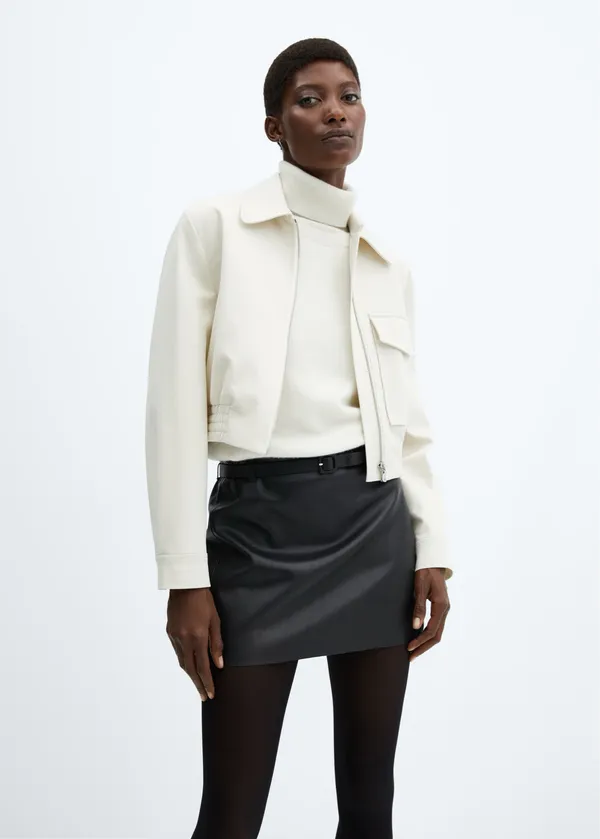 Mango Faux Leather Belt Mini Skirt - Image 2