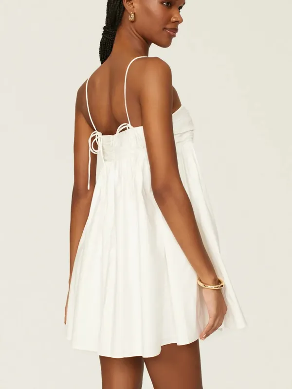 Reformation Catarina Dress White Ruched Babydoll Mini - Image 2