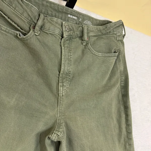 Old Navy 10 Tall 32x32 Sky-Hi Wide Leg Olive Green Extra High Rise Jeans Boho - Image 4