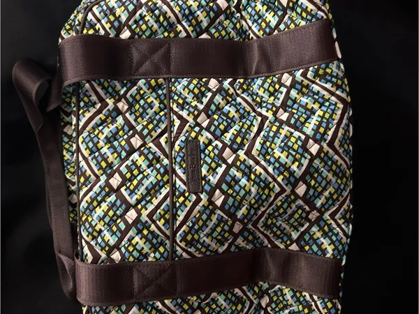 Vera Bradley Rainforest Geometric Multicolor Duffel Bag with Brown Straps - Image 7