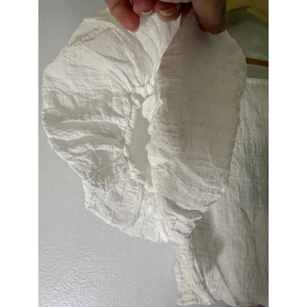 NWT H&M smocked puff short‎ sleeve crop blouse white boho festival cottagecore S - Image 3