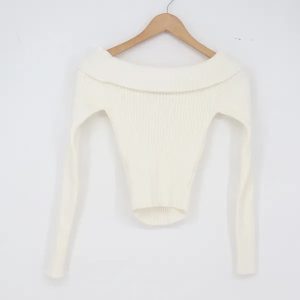 Edikted Top Womens S Off The Shoulder Ribbed Knit Cream Long Sleeve Excellent - Image 5