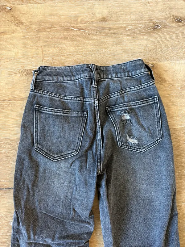 Black Washed Denim Mom Jeans - Image 7