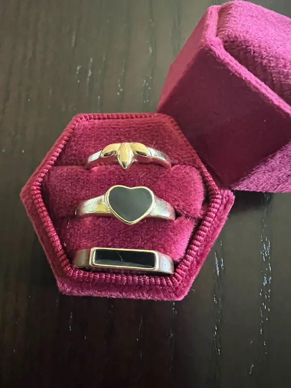 Ladies Gorgeous Golden Stackable Ring Trio Size 7 Gold - Image 2