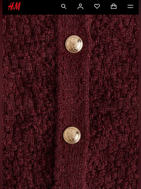 H&M Burgundy Knit Cardigan with Gold Buttons NWT - Image 4