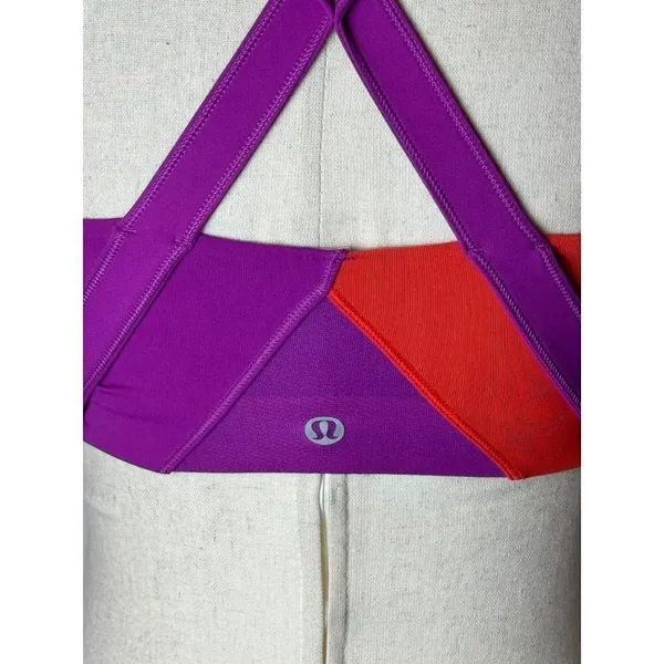 Lululemon Catch Me Sports Bra Women 4 Purple Red Criss Cross Back‎ Athleisure - Image 8