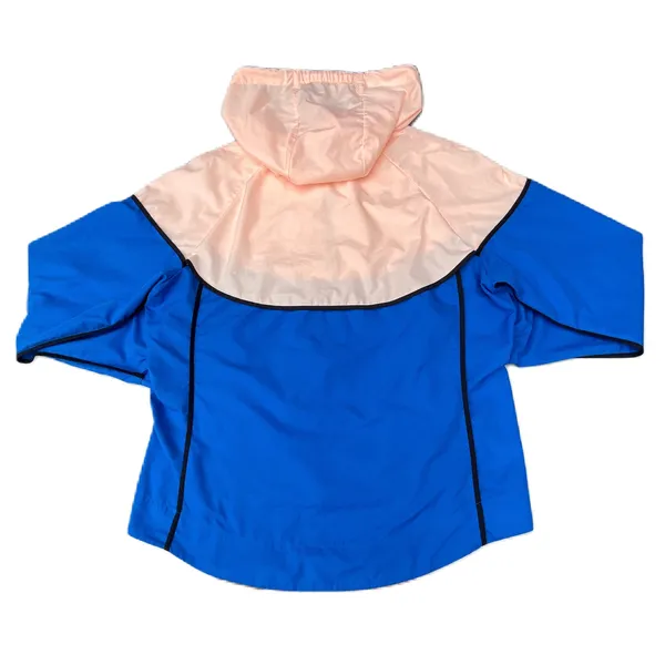 Blue Pink Colorblock Zip Up Windbreaker Hoodie Jacket - Image 4