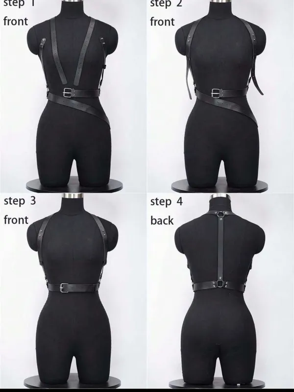 Black Faux Leather Harness Belt New - Image 7