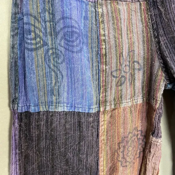 Patchwork Jogger Pants Travel Hippie Purple Red Blue Elastic Waist Cotton Nepal - Image 11