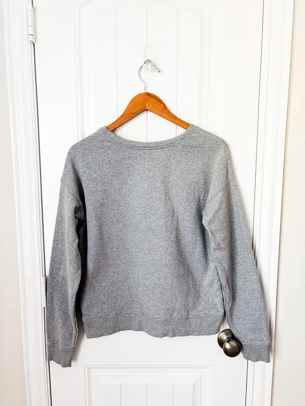 Pact Women’s Watercolor Hearts Cloud Brushed Fleece Crew Sweatshirt Gray S - Image 2