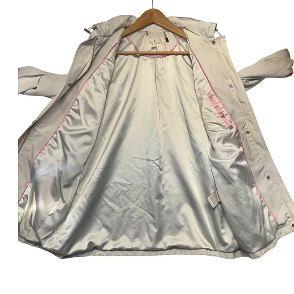 Kate Spade New York Hooded Barn Rain Jacket Cream Ivory Luxury Girly Small‎ - Image 8