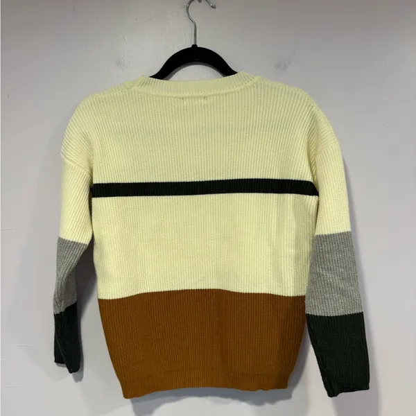Colorblock Bohme Sweater in Cream,‎ Gray, and Brown - Image 4