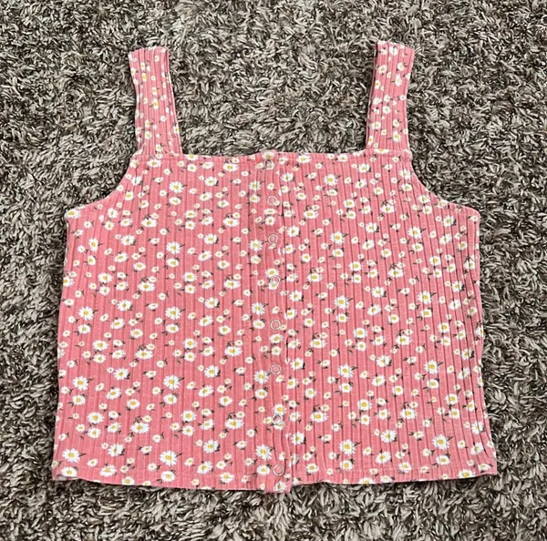 Forever 21 Pink Floral Cropped Tank Top - Image 2