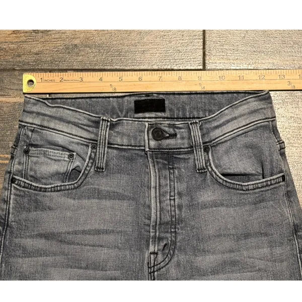 Mother The Tomcat Ankle Fray Jeans Static Grey Straight Leg Button Fly Size 25 - Image 6